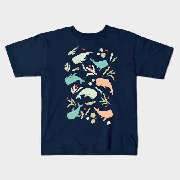 Pastel Whales Kids T-Shirt by Freeminds